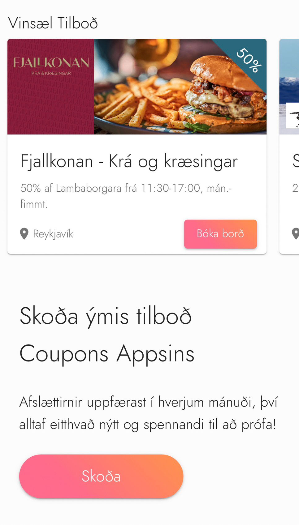 More Discount Coupon in Icelandic Coupons Application, Iceland