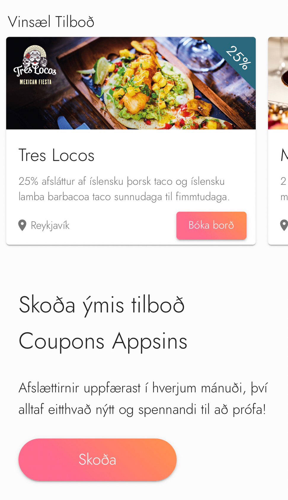 Discount Coupon in Icelandic Coupons Application, Iceland